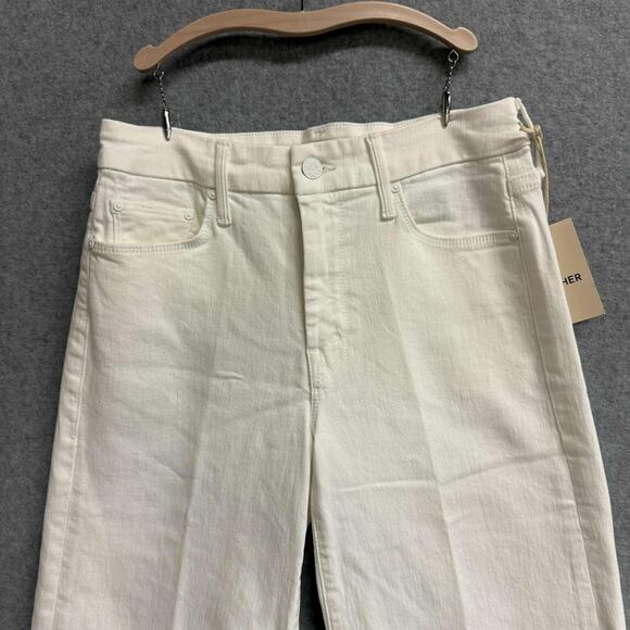 Mother The Roller Fray Fairest Of Them All Wide Leg White Denim Jeans Sz 26 NWT - Picture 3 of 15